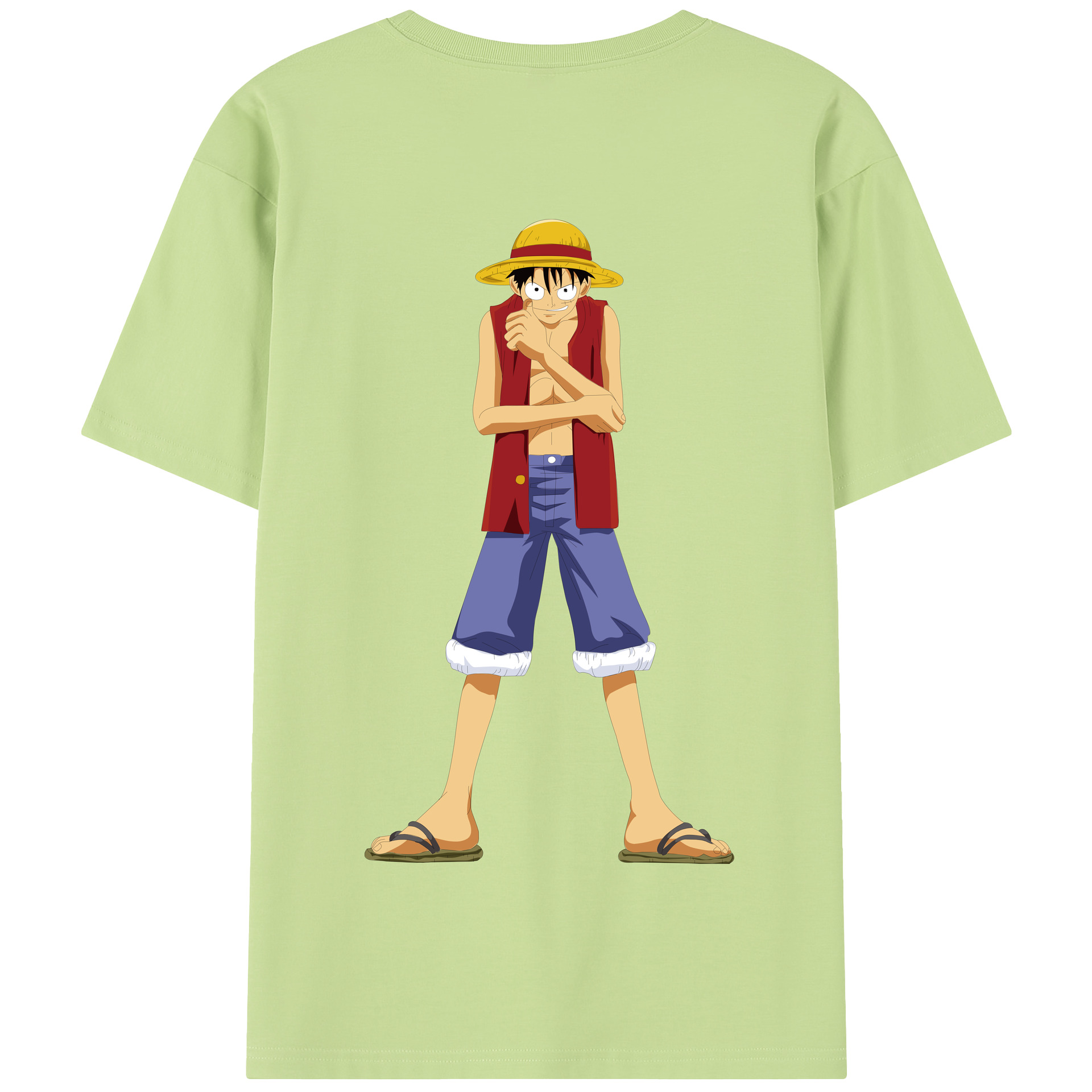 ワンピース モンキー・D・ルフィ ONE PIECE Monkey D. Luffy 綿100％半袖Tシャツ（背面プリント）